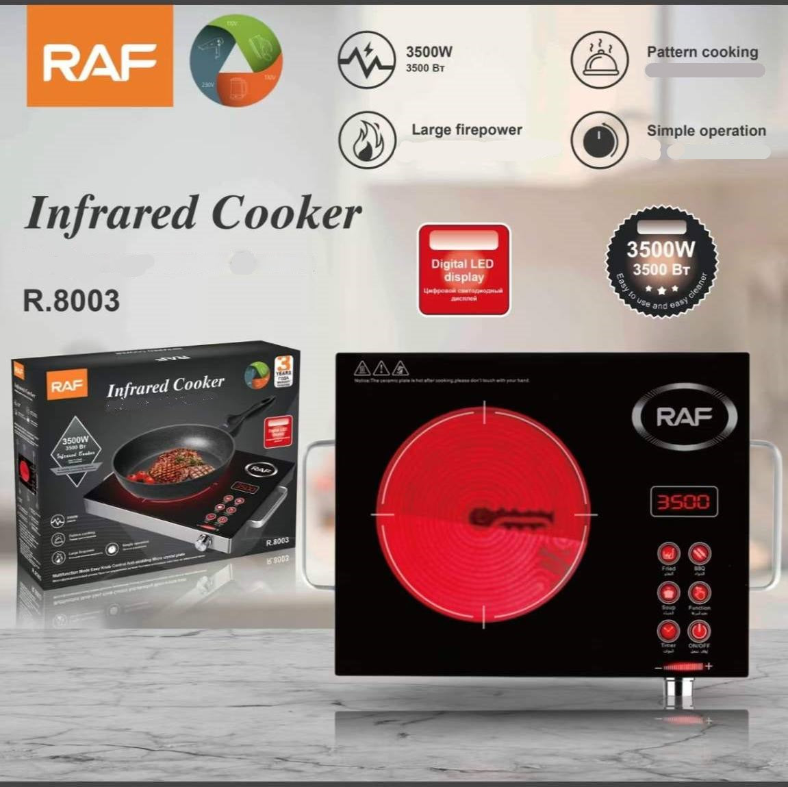 RAF Electric Stove Heater, Infrared Hotplate - 3500 Watts